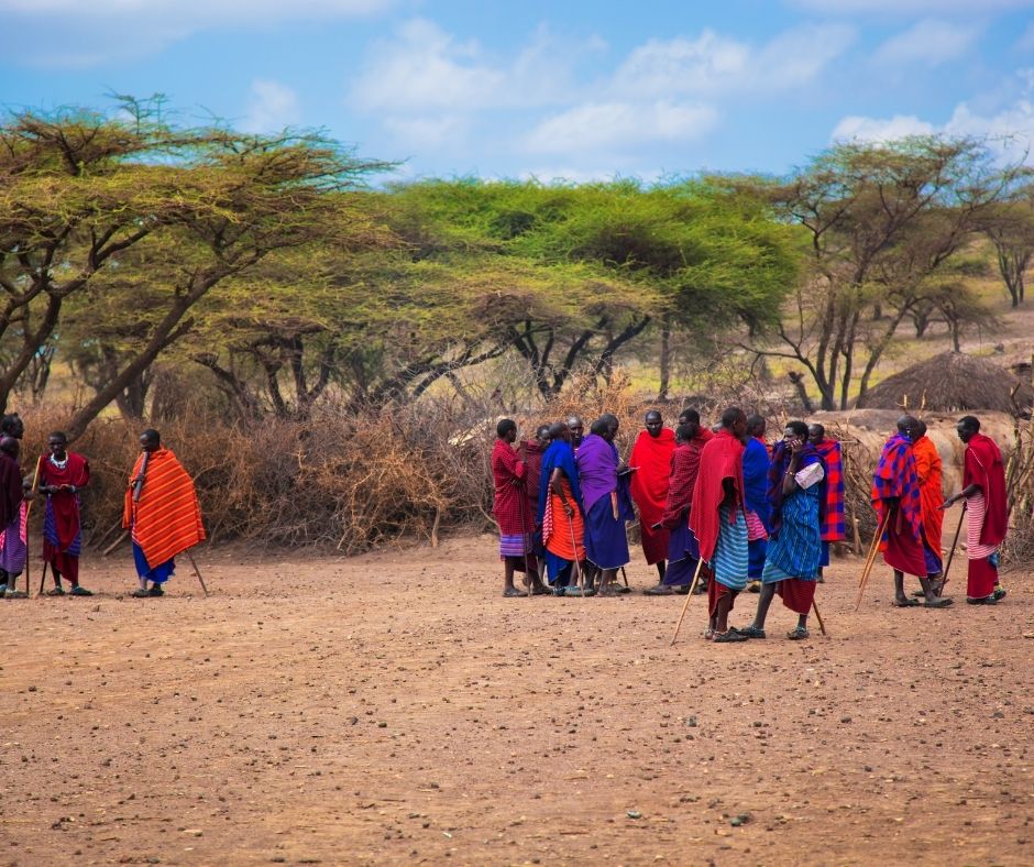 Maasai People and Their Village in Tanzania, Africa