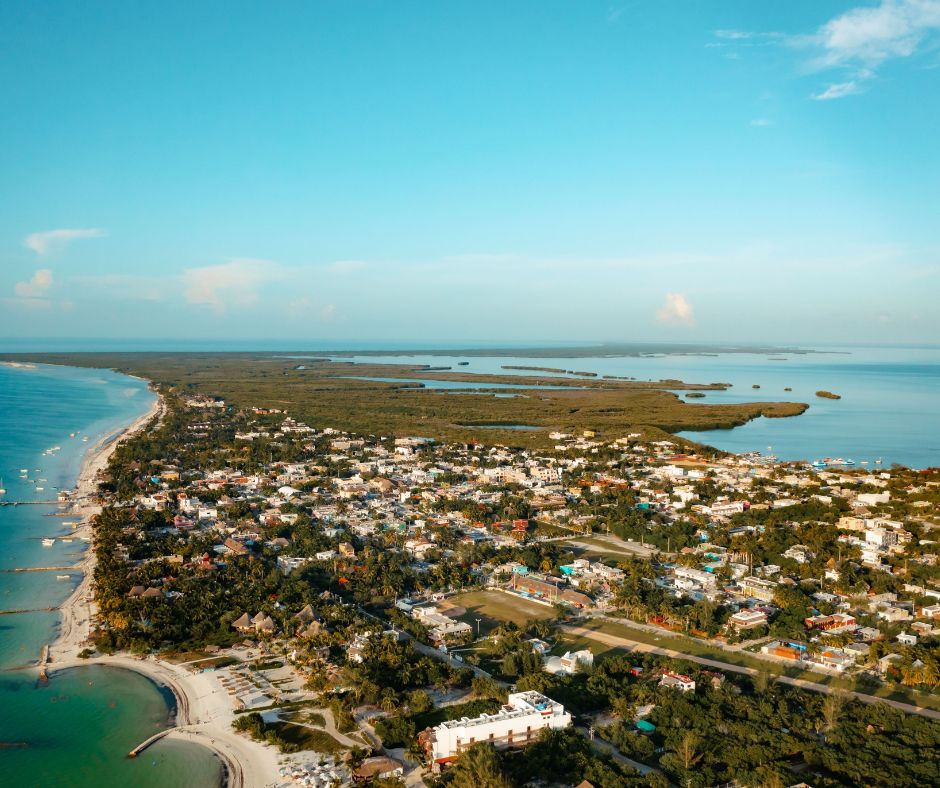 View of the cozy island from Isla Holbox, Quintana, Roo, Mexico from the top