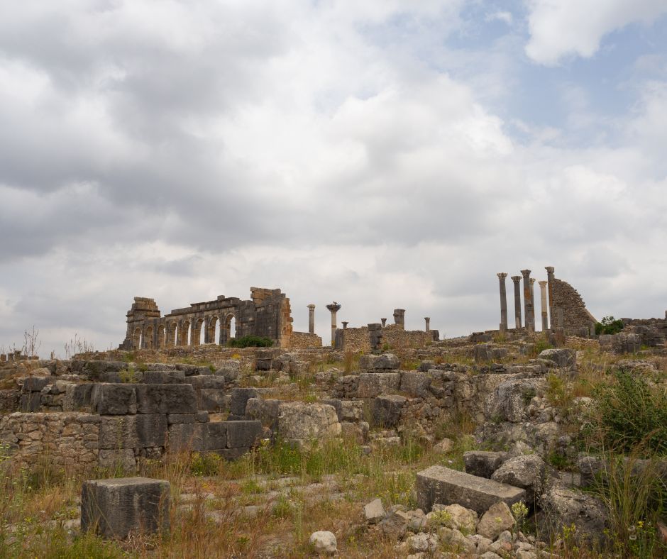 Ruins of the basilica and capitol on Volubilis, Morocco.