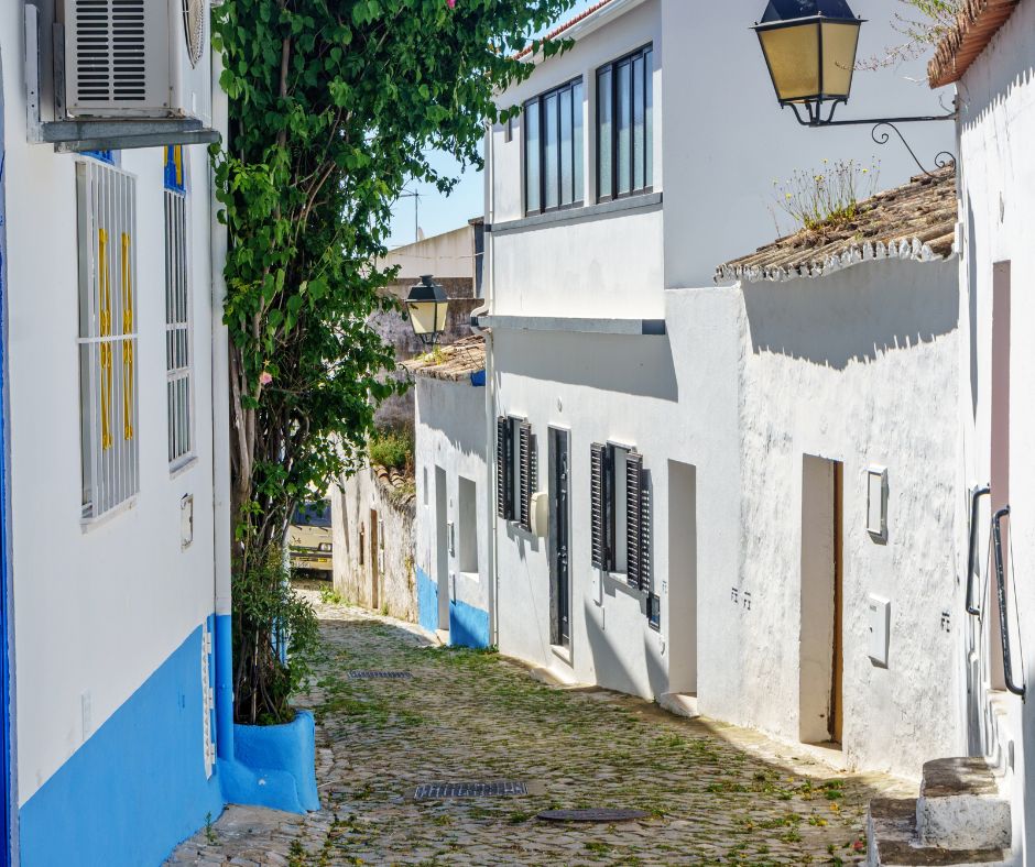 Typical narrow street in the village of Lania, Cyprus