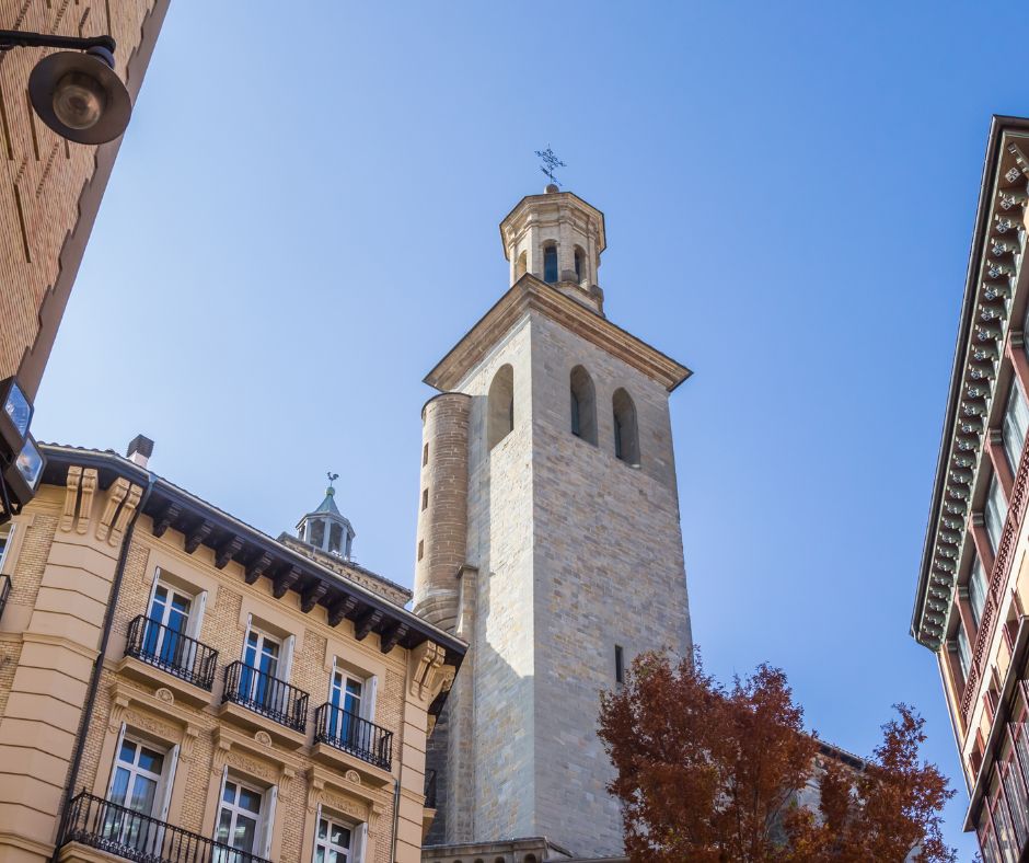 Tower of the San Saturnino church of Pamplona, Spain