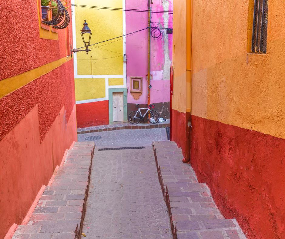 Guanajuato, Mexico, scenic colorful streets in historic city center